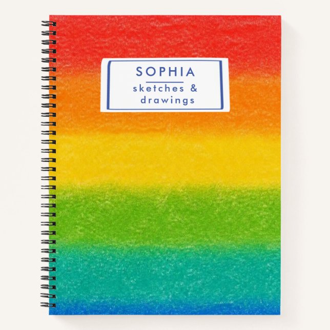 Cuaderno de bocetos de arcoíris personalizado (Anverso)
