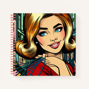 Cuaderno de bocetos de dama retro con bolsas de co