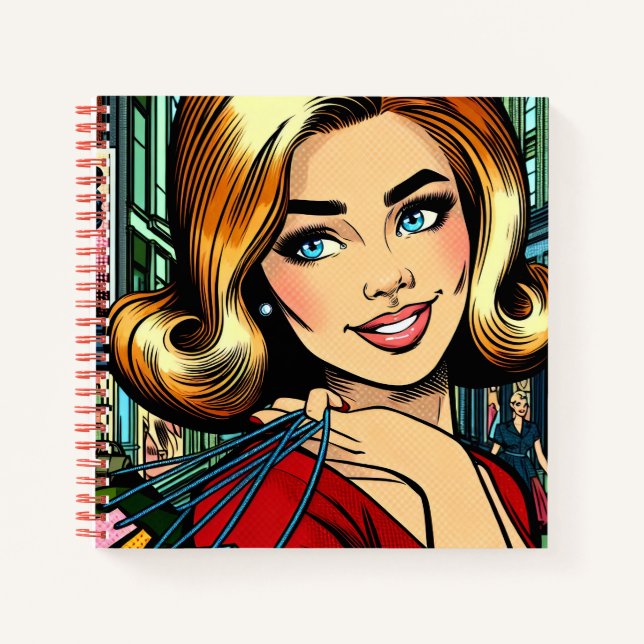 Cuaderno de bocetos de dama retro con bolsas de co (Anverso)