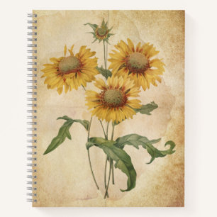 Cuaderno de bocetos de estilo diario amarillo flor