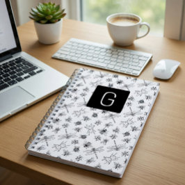 Cuaderno de bocetos de insectos en blanco y negro 
