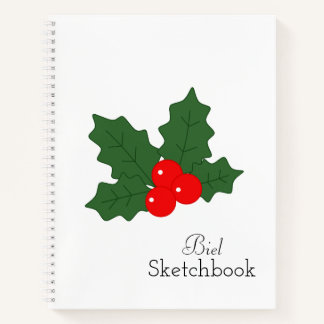 Cuaderno de bocetos de invierno de acebo y bayas