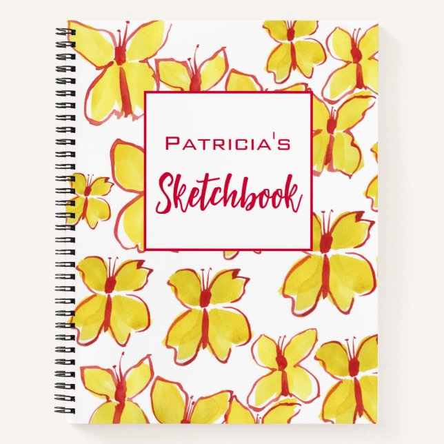 Cuaderno de bocetos de mariposa amarillo personali (Anverso)