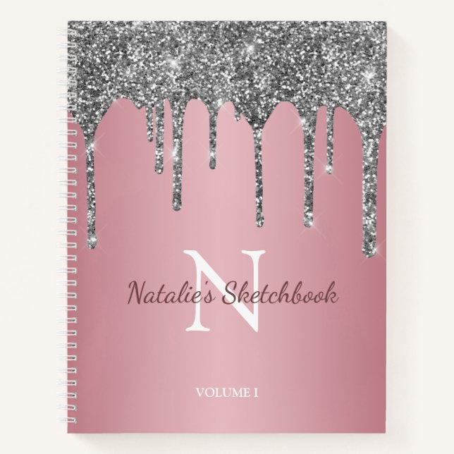 Cuaderno de bocetos de monograma con gotas de bril (Anverso)