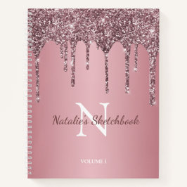 Cuaderno de bocetos de monograma con gotas de purp