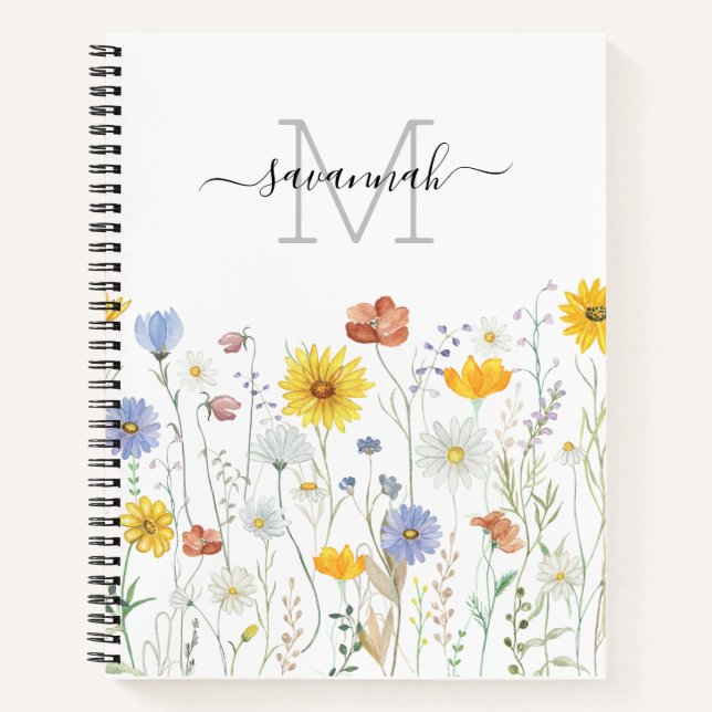 Cuaderno de bocetos de monograma floral acuarela (Anverso)