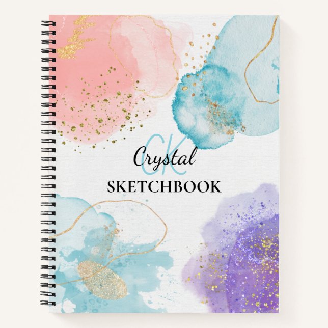 Cuaderno de bocetos de monograma pastel de arte ab (Anverso)