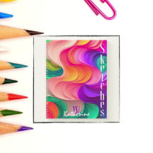 Cuaderno de bocetos de olas de papel multicolor