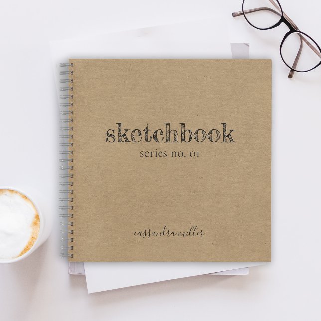Cuaderno de bocetos de papel kraft con letras a ma (Subido por el creador)