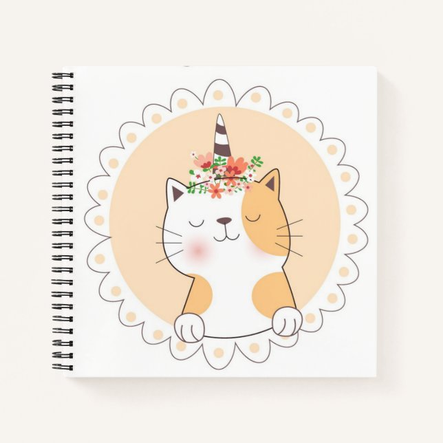 Cuaderno de bocetos de unicornio de gato (Anverso)