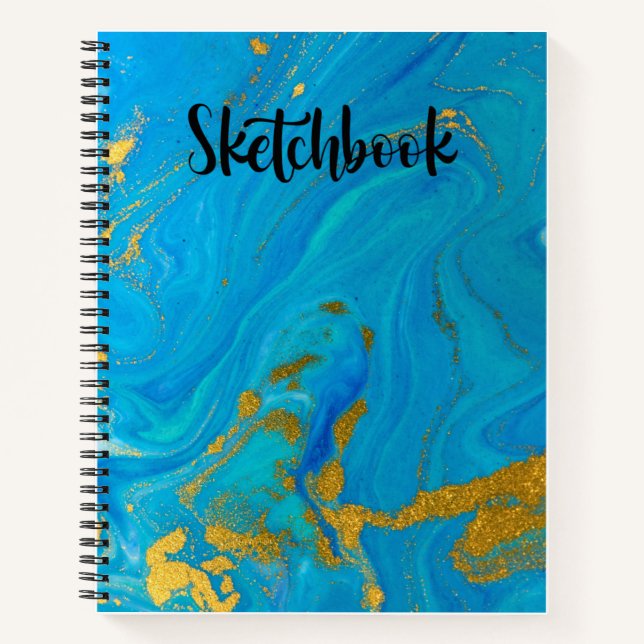 Cuaderno de bocetos escolar con patrón dorado (Anverso)