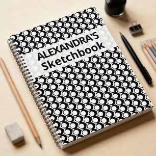 Cuaderno de bocetos geométrico blanco y negro mode