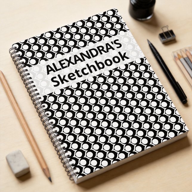 Cuaderno de bocetos geométrico blanco y negro mode (Subido por el creador)
