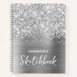 Cuaderno de bocetos Glam Plateado Brillante con no