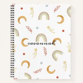 Cuaderno De Bocetos Monograma Arcoíris Rosa Lindo
