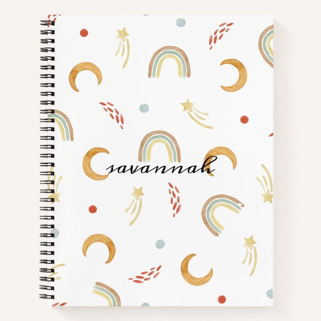 Cuaderno De Bocetos Monograma Arcoíris Rosa Lindo (Anverso)
