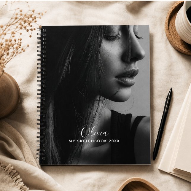 Cuaderno de bocetos personalizado con collage de f (Modern Photo Collage Personalized Sketchbook Notebook)