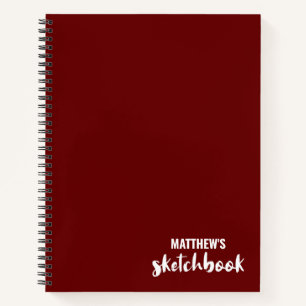 Cuaderno de bocetos rojo personalizado de su nombr