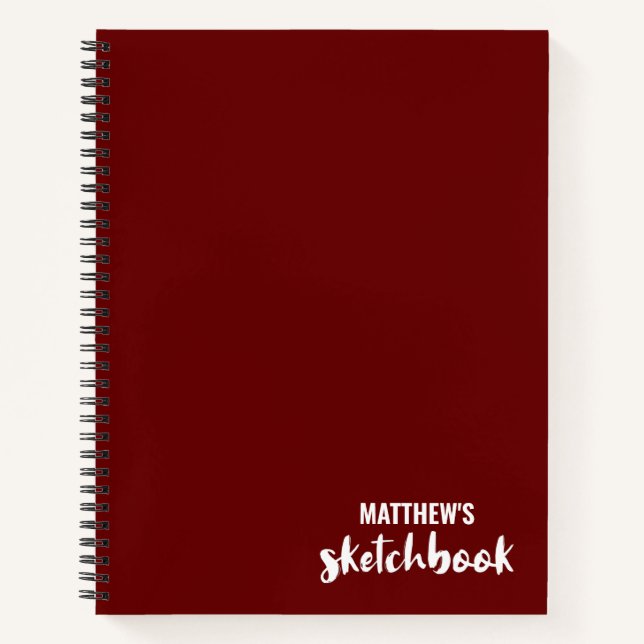 Cuaderno de bocetos rojo personalizado de su nombr (Anverso)