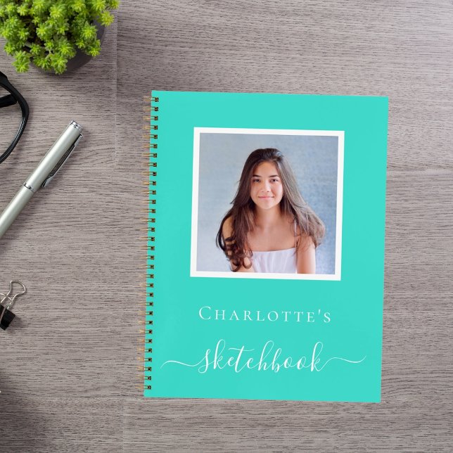 Cuaderno de bocetos turquesa foto chicas tipografí (Subido por el creador)