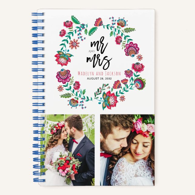 Cuaderno de boda de flores Folk Flowers (Anverso)