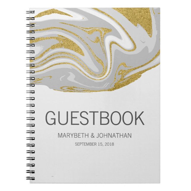 Cuaderno de Boda de Marble y Oro moderno (Frente)