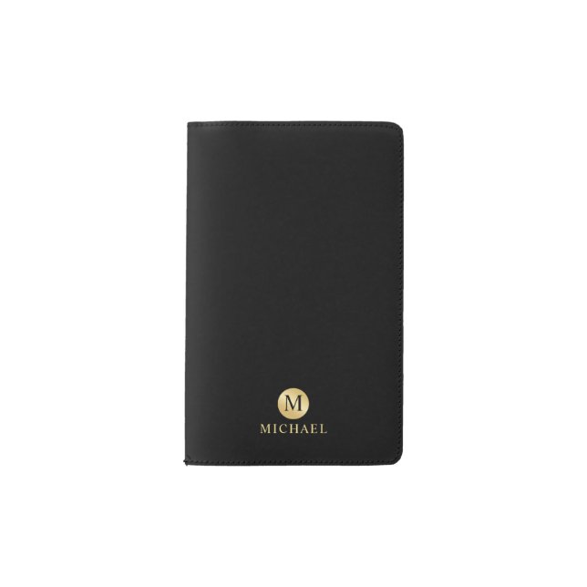 Cuaderno De Bolsillo Moleskine Monograma personalizado de lujo negro y oro (Anverso)