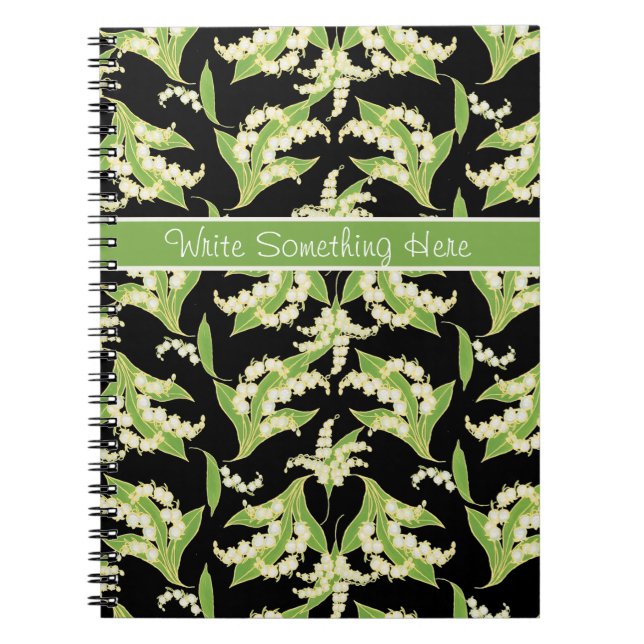 Cuaderno de bonito Espiral: Lily del Valle, Negro (Frente)