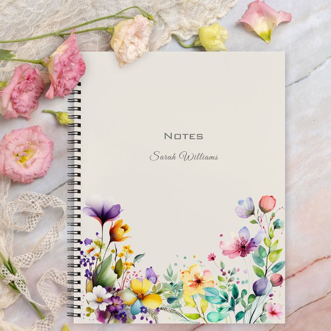 Cuaderno de borde floral de resorte acuarela (Subido por el creador)