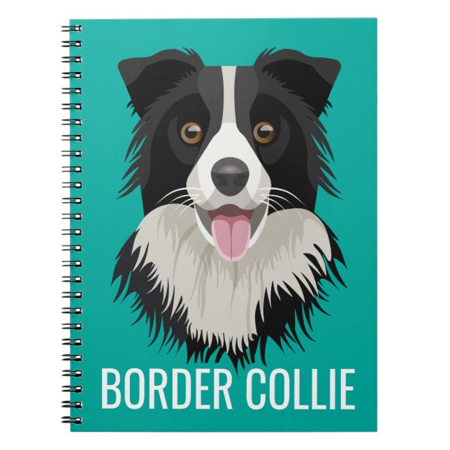 Cuaderno de Border Collie de Acuarela de Cachorro  (Frente)