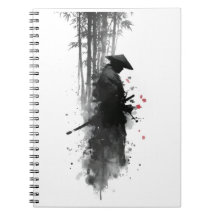 Cuaderno de bosque de bambú samurái con tinta japo
