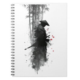 Cuaderno de bosque de bambú samurái con tinta japo
