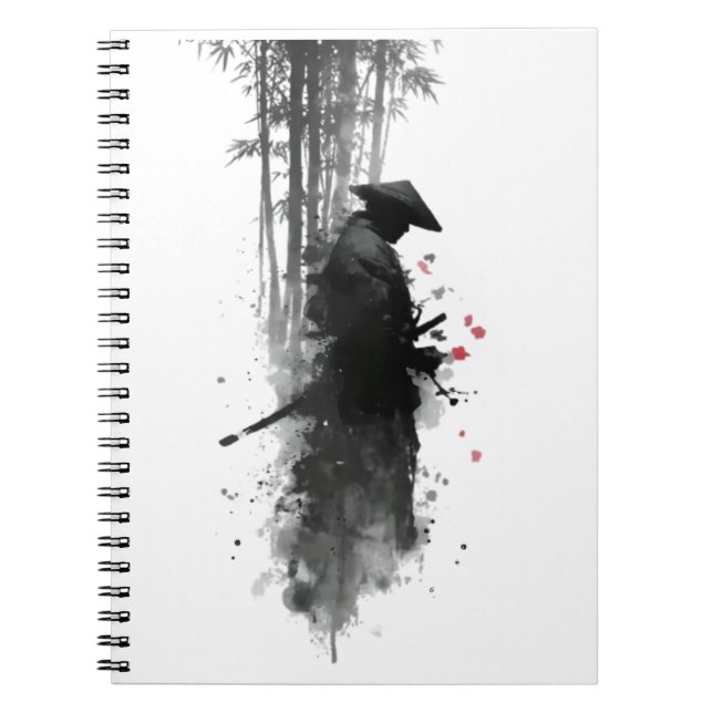 Cuaderno de bosque de bambú samurái con tinta japo (Frente)