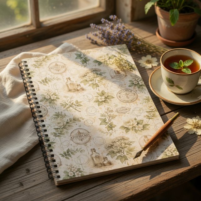 Cuaderno de Botánica Antiguo de la Botica (Vintage Botanical Apothecary Notebook)