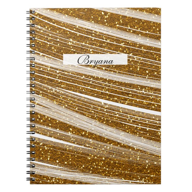 Cuaderno de brillo dorado blanco glamour chic (Frente)