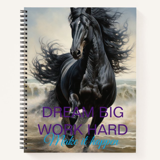 cuaderno de caballo negro elegante (Anverso)