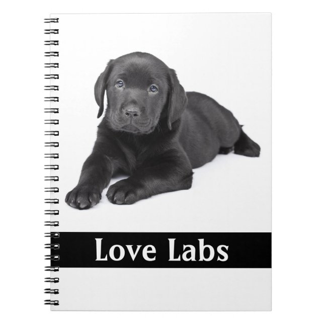 Cuaderno de cachorro Labrador Retriever negro Love (Frente)