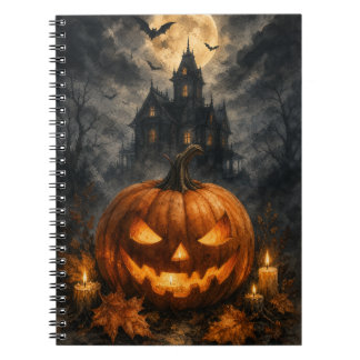 Cuaderno de calabaza de Halloween de casa embrujad