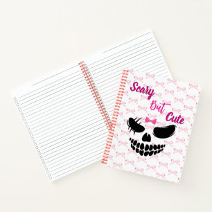 Cuaderno de calabaza y lazo rosa acogedor