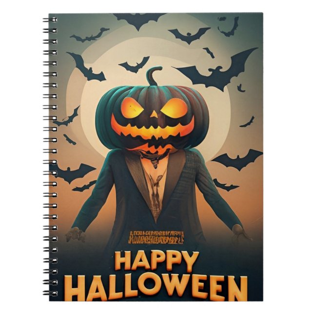 Cuaderno de calabazas de Halloween feliz (Frente)