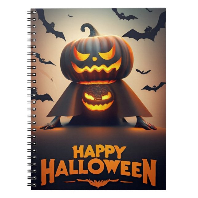 Cuaderno de calabazas de Halloween feliz (Frente)