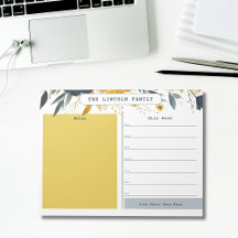 Cuaderno de calendario semanal floral dorado y azu