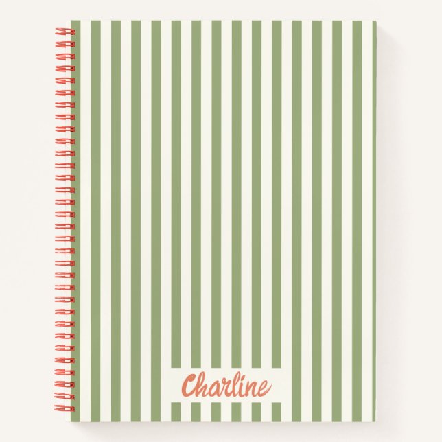 Cuaderno de caligrafía de rayas rojas verdes retro (Anverso)