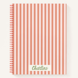 Cuaderno de caligrafía roja roja retro de rayas