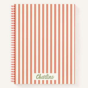 Cuaderno de caligrafía roja roja retro de rayas