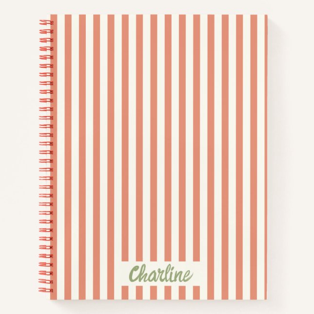 Cuaderno de caligrafía roja roja retro de rayas (Anverso)