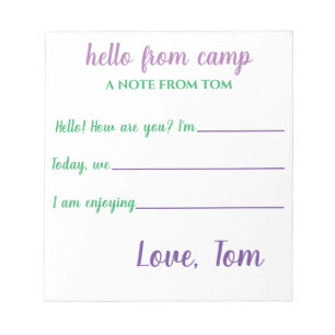 Cuaderno de campamento personalizado para niños