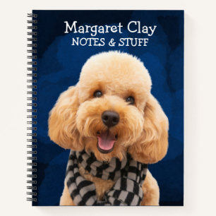 Cuaderno de caniche con bufanda