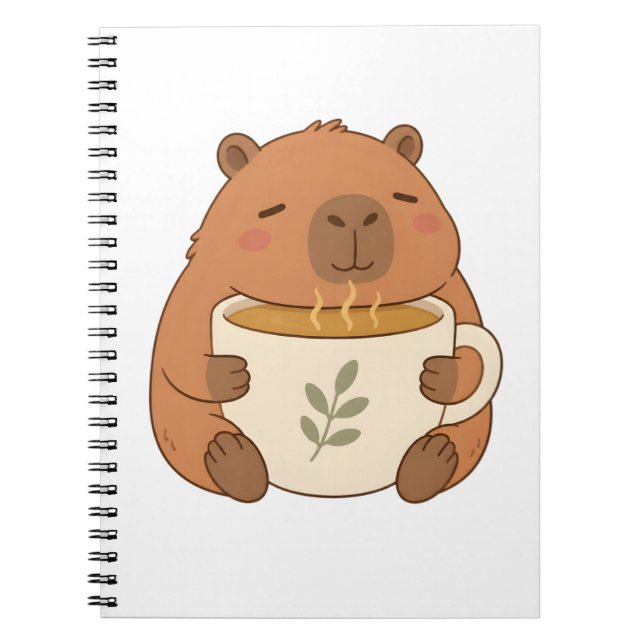 Cuaderno de Capibara Adorable Abrazando Taza de Ca (Frente)