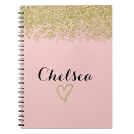 Cuaderno De Cascada Rosa Purpurina Rosa Y Oro
